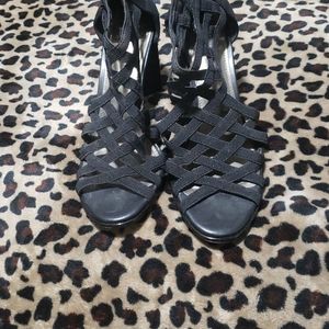 Black impo suede sandals